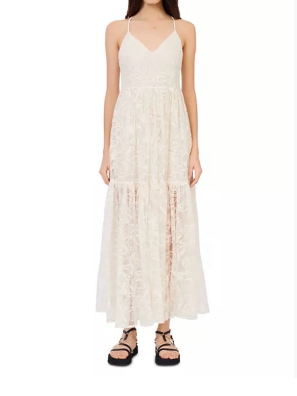 Maje Roliana Strappy Embroidered-Lace Maxi Dress - 36 (US Small)